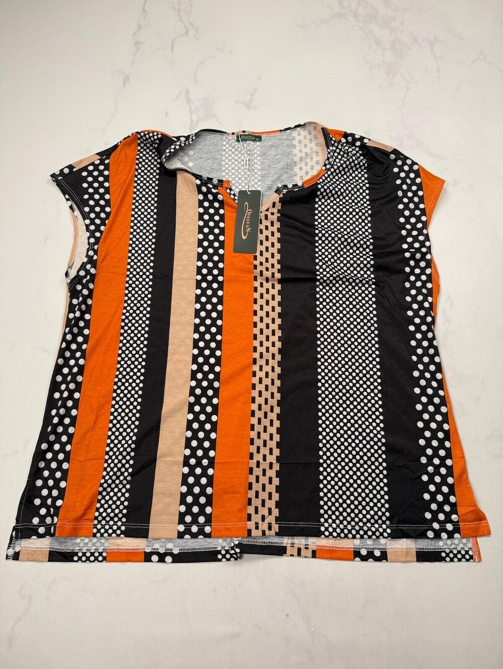 Ofeefan Printed Blouse Orange Modern Retro - Womens XXL